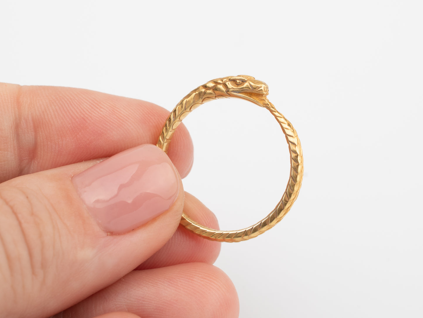 Snake ouroboros ring sterling silver plated gold RK001SPG